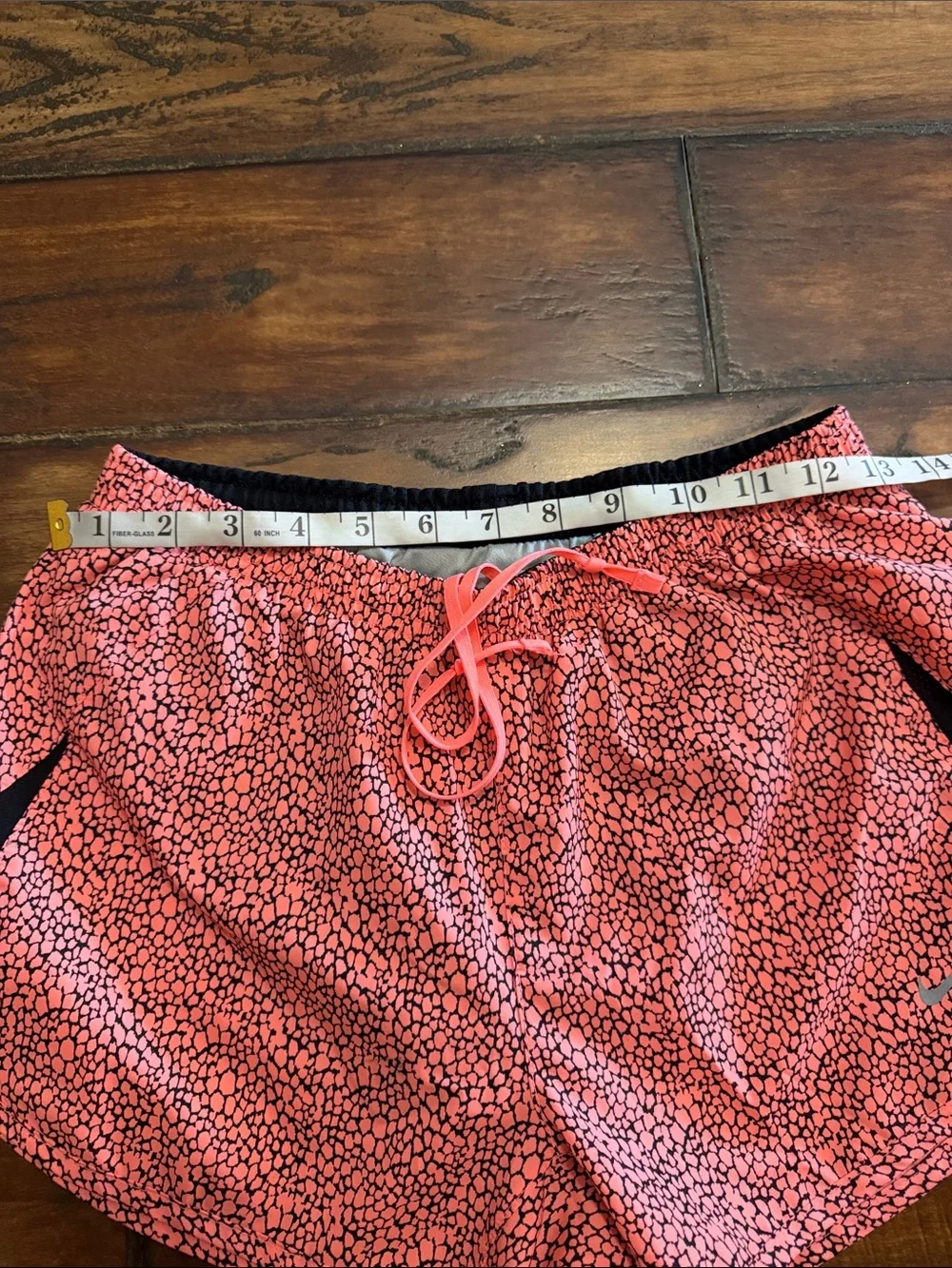 Nike Coral Printed Athletic Shorts with Black Panels